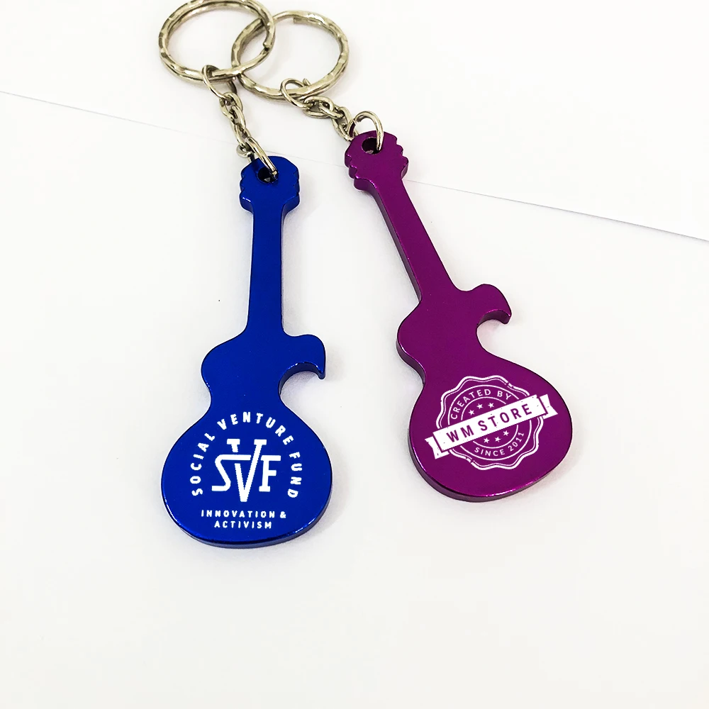 Promotional Gifts Custom Logo Guitar Shaped Keychains Metal Bottle Openers Personalised Key Rings Beer Bottle Openers 100 Pieces - Image 3