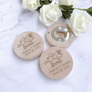 Wedding Favors for Guests Personalized Wooden Magnet Bottle Openers Custom Engraved Wood Fridge Magnets Wedding Gift Souvenirs