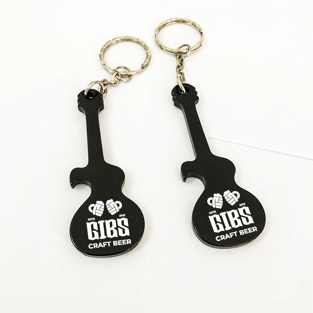 Promotional Gifts Custom Logo Guitar Shaped Keychains Metal Bottle Openers Personalised Key Rings Beer Bottle Openers 100 Pieces - Image 5