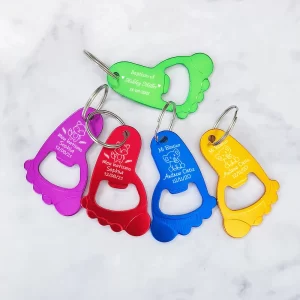 Personalized Baby Foot Shaped Keychain Bottle Opener Custom Baptism Souvenirs Christening Guest Gifts Baby Shower Party Favors