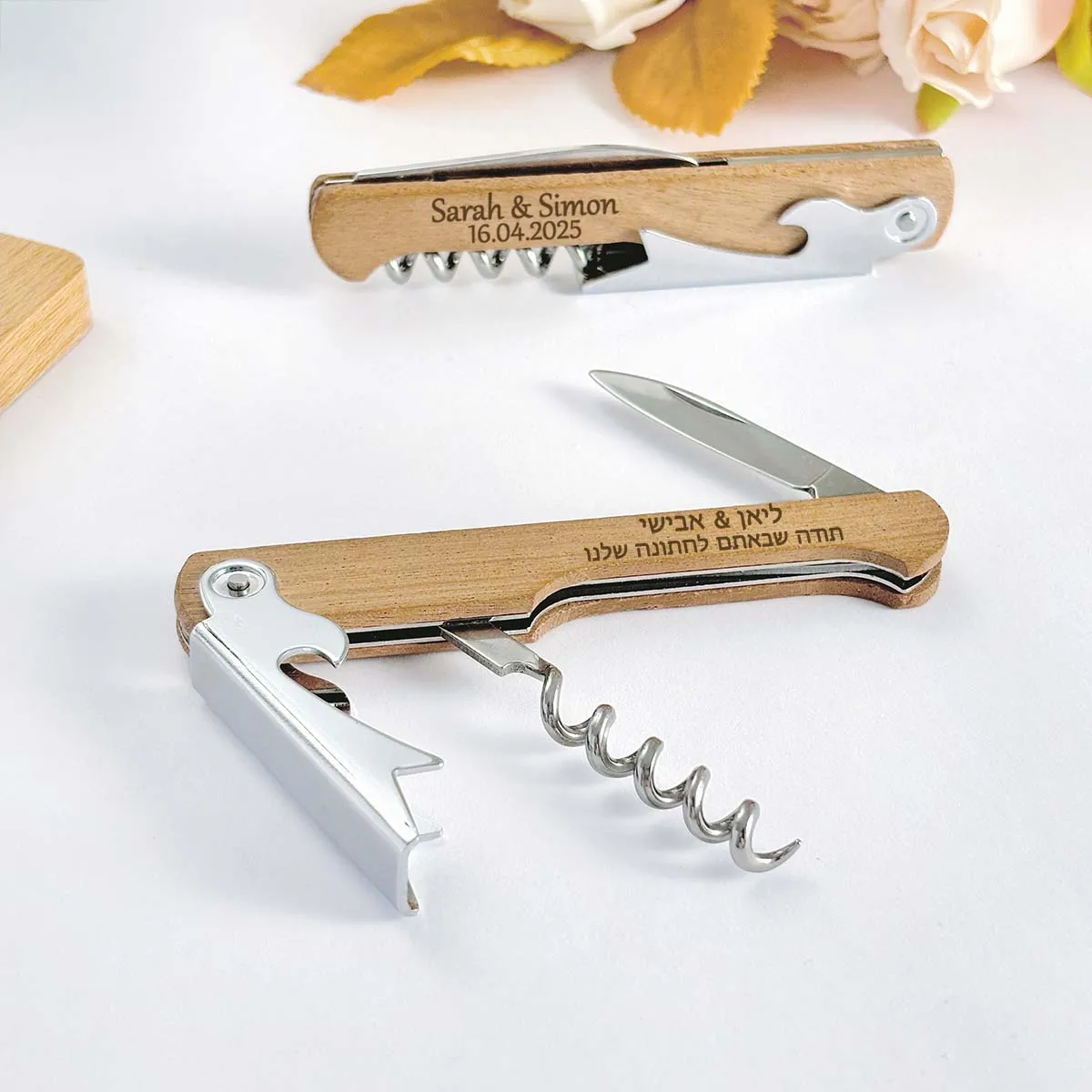 Personalized Wooden Wine Openers Wedding Favors for Guests Customized Corkscrew Bottle Openers Wedding Souvenirs - Image 3