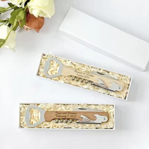 Wedding Favors for Guests Personalized Wooden Wine Corkscrew Bottle Openers Wedding Souvenirs with Gift Boxes