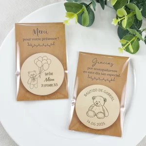 Baptism Favors Baby Christening Souvenirs for Guests Custom Wooden Magnets Personalized Baptism Magnet with Thank You Card