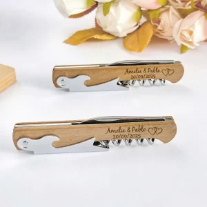 Wedding Party Favors Personalized Wooden Corkscrew Customized Wine Openers Wedding Gifts for Guests