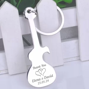 Wedding Gifts for Guests Wedding Souvenirs Custom Party Favors Personalized Silver Keychains Guitar Shaped Bottle Openers