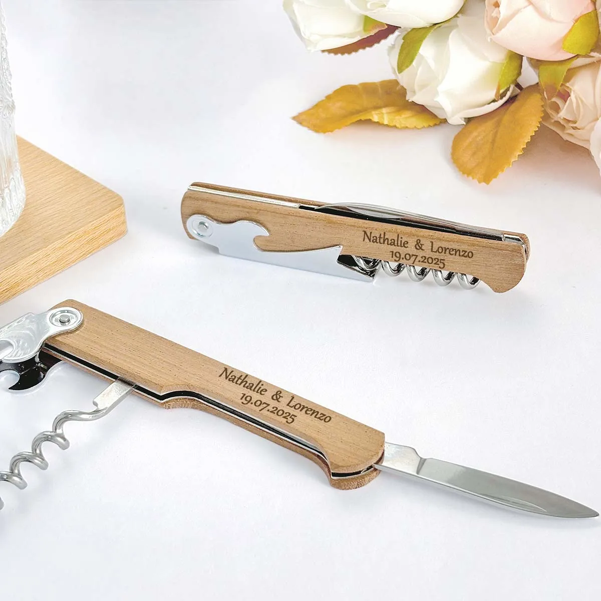 Personalized Wooden Wine Openers Wedding Favors for Guests Customized Corkscrew Bottle Openers Wedding Souvenirs - Image 4