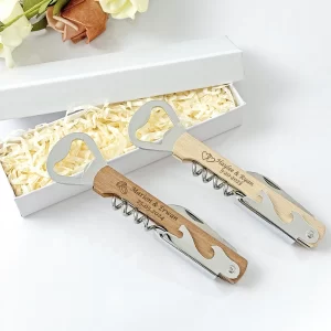 Personalized Wedding Souvenir with Box Custom Wine Corkscrew Bottle Opener Wedding Favors for Guests