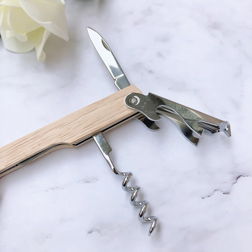 Personalized Wedding Favors Wood Handle Corkscrew Wine Opener Custom Logo Engraved Corkscrew Bottle Opener Wedding Souvenirs - Image 4