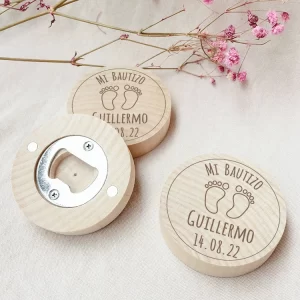 Personalized Magnet Bottle Openers Baptism Souvenirs Christening Favors for Guests Customized Wooden Fridge Magnets