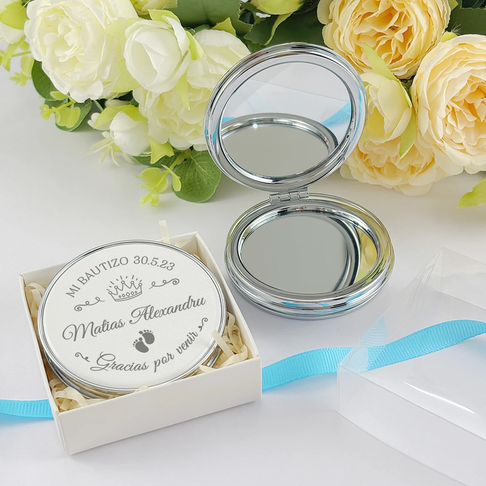 Baptism Favors Christening Guest Gifts Girl Boy Personalized Pocket Mirrors with Boxes Baptism Souvenirs Christening Favors - Image 4