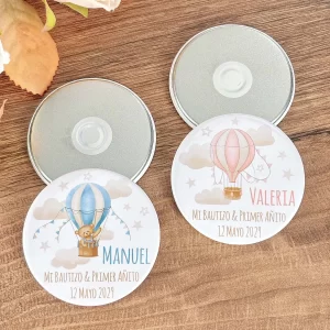 Personalized Baptism Souvenirs Brown Bear Hot Air Balloon Fridge Magnets Boy 1st Birthday Party Favors for Guests