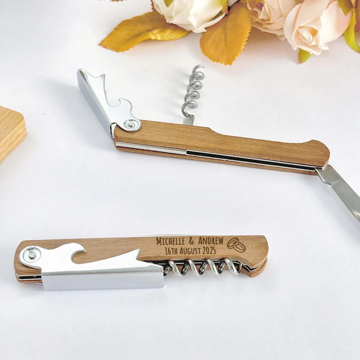 Personalized Wooden Wine Openers Wedding Favors for Guests Customized Corkscrew Bottle Openers Wedding Souvenirs - Image 2