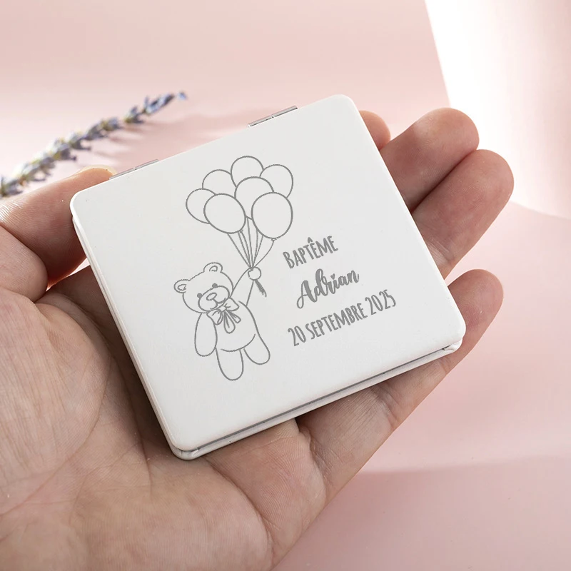 Baptism Souvenirs Personalized Compact Makeup Mirrors Baby Shower Party Favors Christening Guest Gifts - Image 3