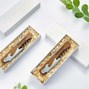 Personalized Wedding Souvenir with Box Custom Wooden Corkscrew Wine Openers Gifts for Guests