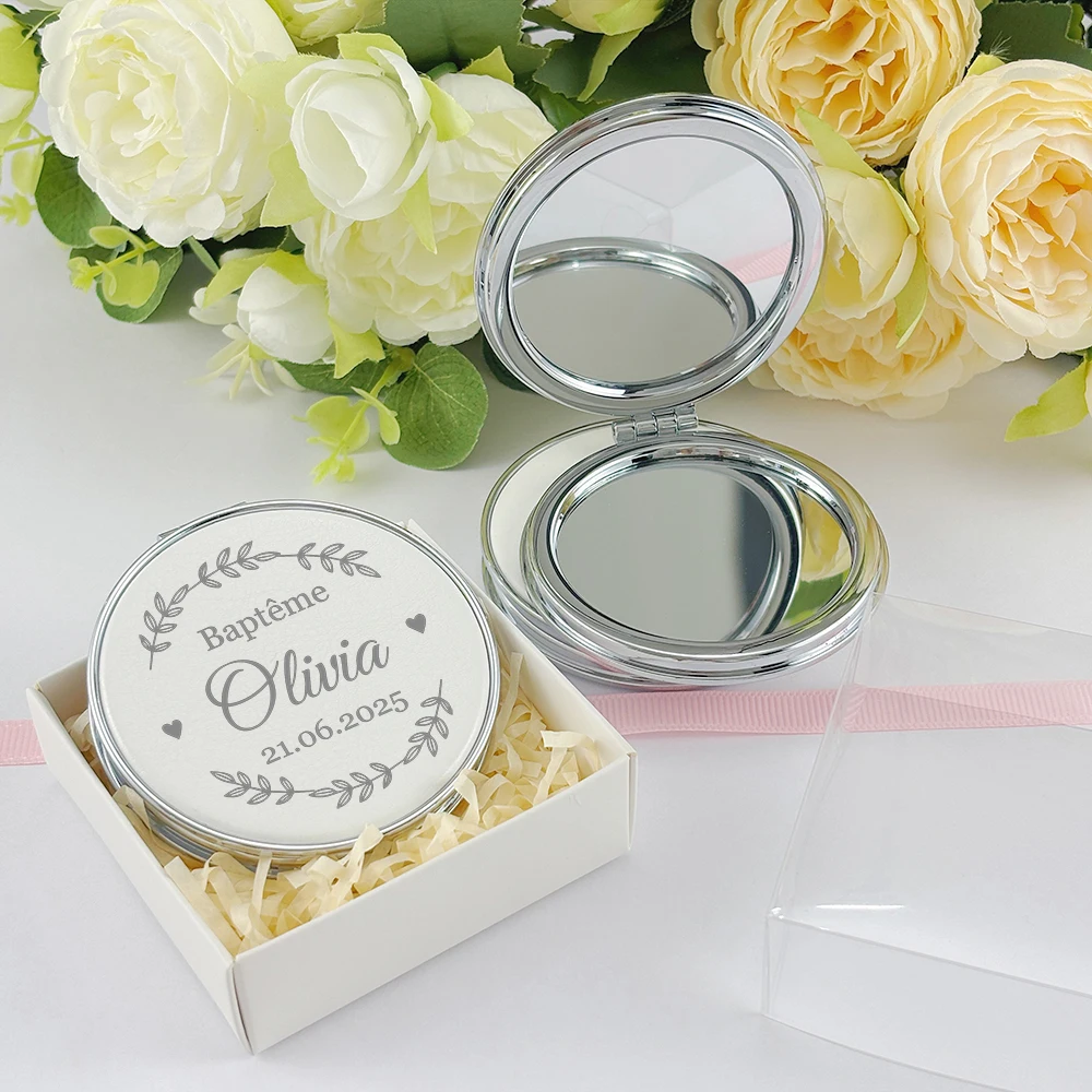 Baptism Favors Christening Guest Gifts Girl Boy Personalized Pocket Mirrors with Boxes Baptism Souvenirs Christening Favors - Image 2