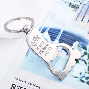 Baptism Gifts for Guests Christening Favors Personalized Foot Shaped Keychain Bottle Openers Baby Shower Souvenirs