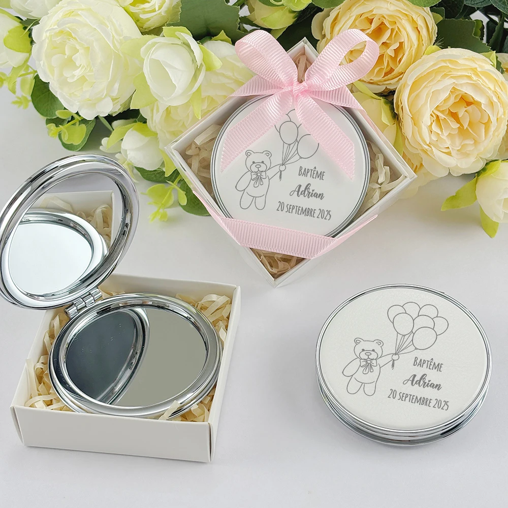 Baptism Favors Christening Guest Gifts Girl Boy Personalized Pocket Mirrors with Boxes Baptism Souvenirs Christening Favors