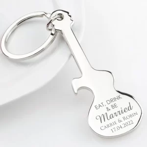 Wedding Souvenirs Personalized Guitar Shaped Keychain Bottle Opener Customized Wedding Gifts for Guests Music Themed Party Favor