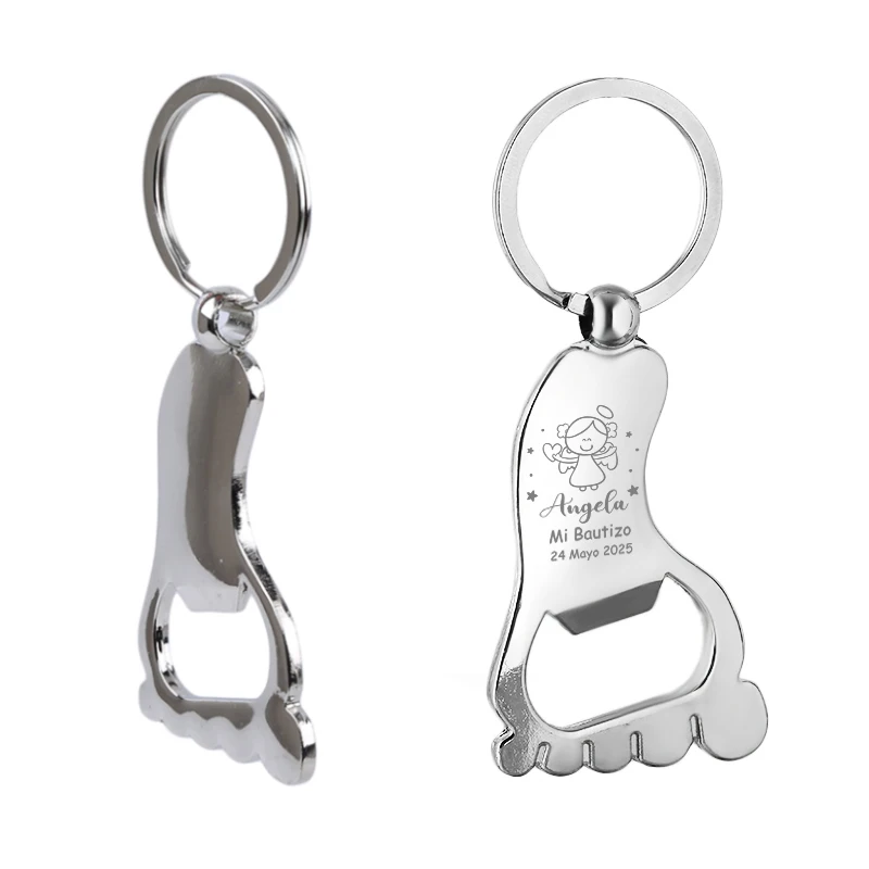 Baptism Gifts for Guests Christening Favors Personalized Foot Shaped Keychain Bottle Openers Baby Shower Souvenirs - Image 3