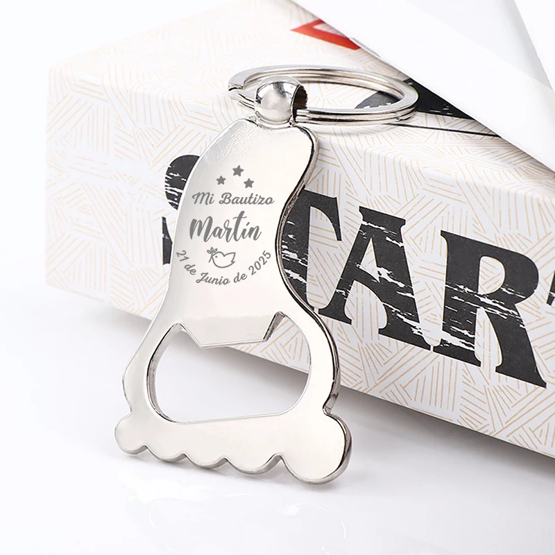 Baptism Gifts for Guests Christening Favors Personalized Foot Shaped Keychain Bottle Openers Baby Shower Souvenirs - Image 2