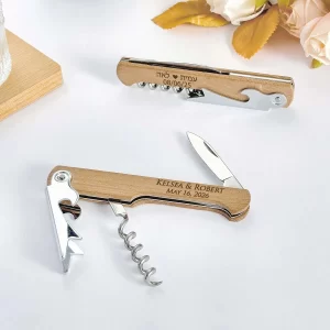 Wedding Favors Personalized Wine Corkscrew Wooden Bottle Opener Wedding Gifts for Guests Customized Wine Openers