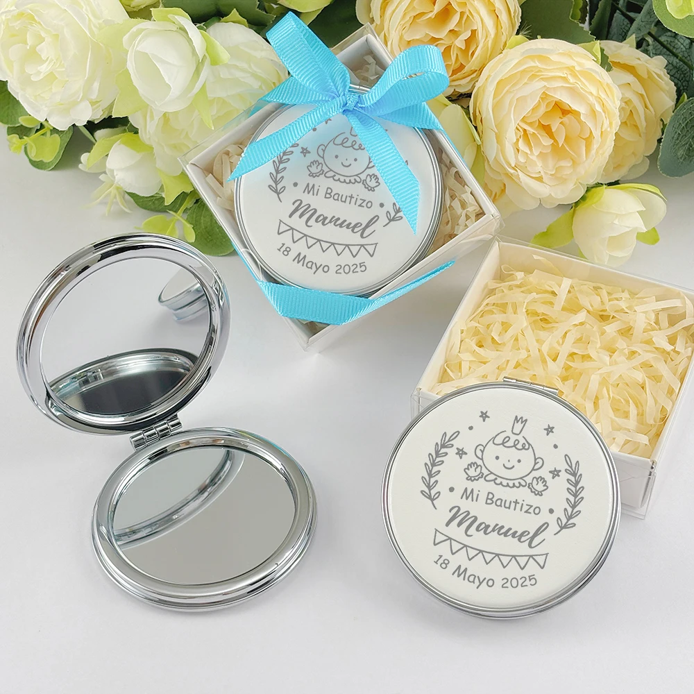 Baptism Favors Christening Guest Gifts Girl Boy Personalized Pocket Mirrors with Boxes Baptism Souvenirs Christening Favors - Image 3