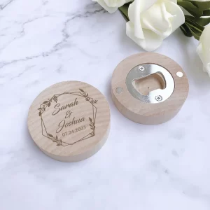 Wedding Favors for Guests Personalized Wooden Bottle Opener Fridge Magnets Customized Wedding Souvenir Gifts