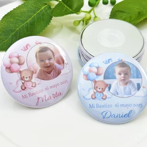 Custom Photo Fridge Magnet Girl Boy 1st Birthday Favor Bear and Balloon Personalized Magnets Baptism Favor Keepsake for Guest