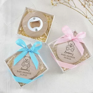 Baby Shower Party Favors First Birthday Baptism Souvenirs Personalized Magnet Bottle Openers Custom Baby Animal Wooden Magnets