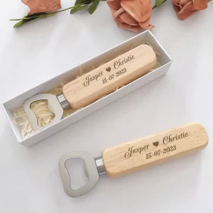 Wedding Souvenirs Personalized Wooden Bottle Opener with Box Wedding Gifts for Guests Customized Party Favor with Packaging Box