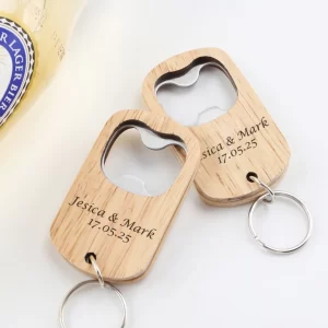 Wedding Souvenirs for Guests Personalized Wooden Keychain Bottle Openers Wedding Guest Gifts Party Favors Personalised Key Rings