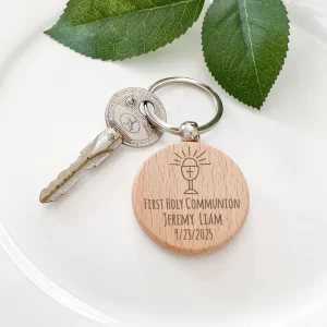 Communion Souvenirs Personalized Wooden Keychains Communion Favors for Guests