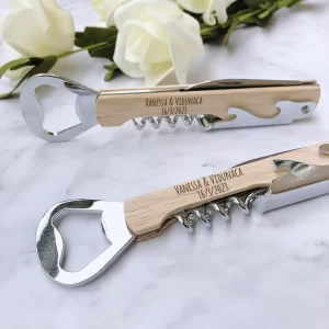 Personalized Wedding Favors Wood Handle Corkscrew Wine Opener Custom Logo Engraved Corkscrew Bottle Opener Wedding Souvenirs
