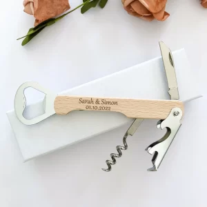 Personalized Wedding Favors Wooden Wine Corkscrew Bottle Openers with Boxes Wedding Gifts for Guests