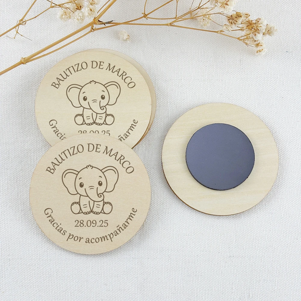 Baby Shower Favors Personalized Elephant Giraffe Wooden Magnets Custom Safari Animal Birthday Souvenirs Baptism Gifts for Guests